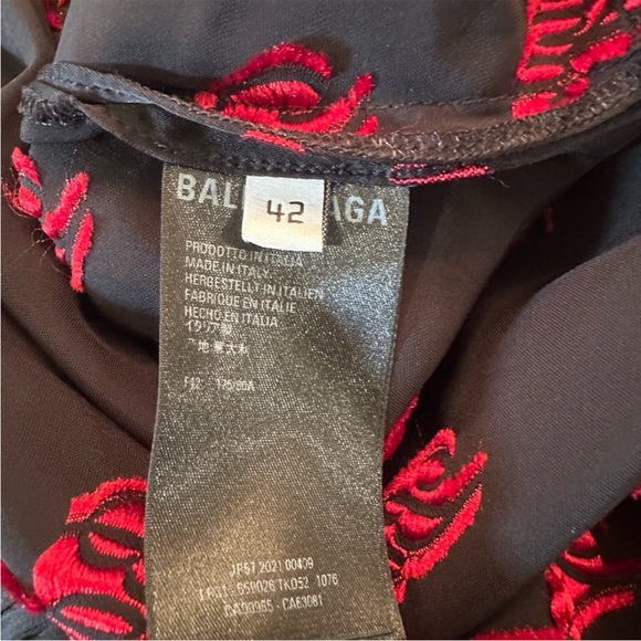 Balenciaga Red Embroidered Diagonal Logo Pajama Pants - Picture 7 of 14